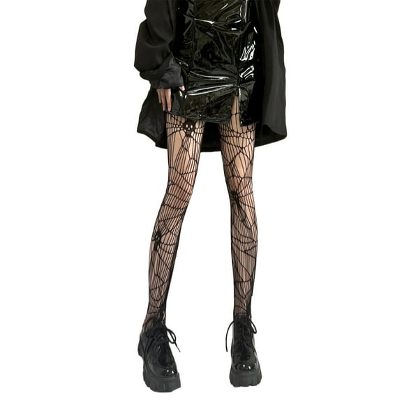Women Halloween Fishnet Pantyhose Lolita Skull Spider Web Hollow Out Mesh Tights