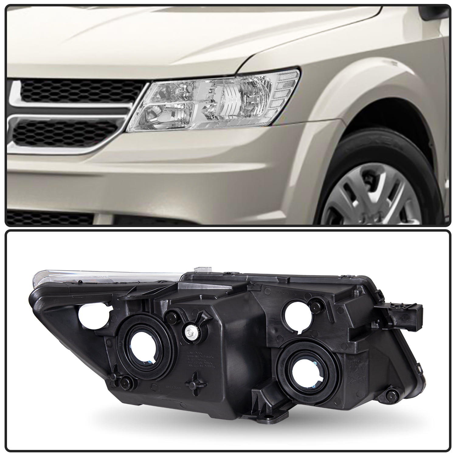 For 2009-2018 Dodge Journey Headlamp Chrome Clear Replacement Set Headlight L&R