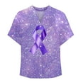 thumbnail image 5 of Nfurl Breast Cancer Ribbon T Shirts for Women Cancers Awareness Shirt Casual Short Sleeve V Neck Button Up Tshirts Graphic Tees Tops Purple L, 5 of 5