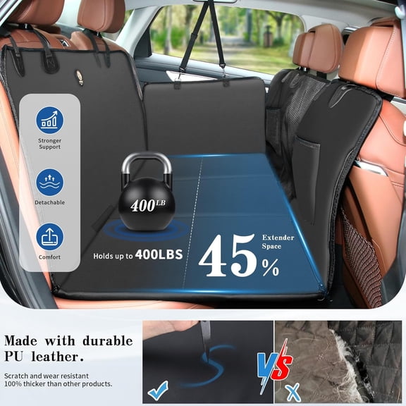 Back Seat Extender for Dogs, Waterproof Dog Car Seat Cover with Hard Bottom
