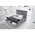 thumbnail image 4 of Titanic Furniture Folier Tufted Faux Diamonds Velvet King Storage Bed in Gray, 4 of 4