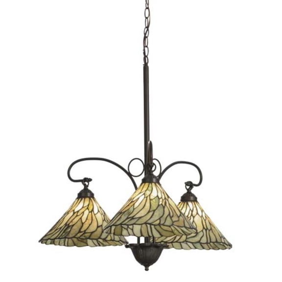 Meyda Tiffany - 153966 - Three Light Chandelier - Willow - Mahogany Bronze