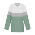 thumbnail image 4 of Shirts for Women Casual Color Blocking Long Sleeved Button Up Collar Tops Green 2XL, 4 of 6