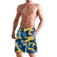 thumbnail image 2 of Dailycode Men's Quick Dry Swim Trunks Beach Shorts Casual Summer Board Shorts with Pockets, Blue and Yellow Camouflage, 2 of 8