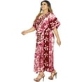 thumbnail image 5 of HAPPY BAY Women's Batik Caftan Maxi Night Loungewear Dashiki House Dress V Neck Kaftan Sleepwear for Women Nightgown 2X-3X Maroon, Turtle, 5 of 6