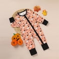 thumbnail image 2 of ZEHJUHAN Infant Halloween Romper Baby Pumpkin Print Long Sleeve Jumpsuit with Zipper Cute Fall Playwear Orange Black，1-3M, 2 of 7