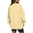 thumbnail image 4 of VANLOFE Women's Solid Color Long Sleeve Sweatshirt Crewneck Sweatshirt for Women Women's Fashion Warm Beige Sweatshirt XL, 4 of 6