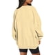 thumbnail image 4 of ICHUANYI Clearance Fashion Woman Long Sleeve Round Neck Loose Sweatshirt Solid Blouse Tops(Beige, S) ICHUANYI WER2023080903916, 4 of 6