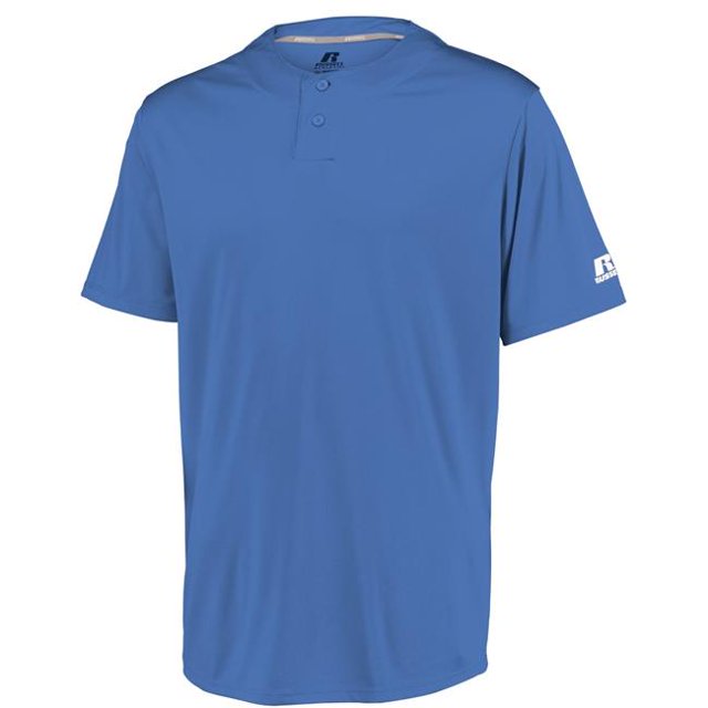 Maillot de Performance Adulte à Deux Boutons, Bleu Columbia - Petit