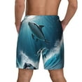 thumbnail image 2 of Haiem Ice Blue Ocean Cute Dolphin A Mens Swim Trunks with Compression Liner 2 in 1 Swimming Shorts Stretch Swimwear Quick Dry,Board Shorts-Medium, 2 of 9