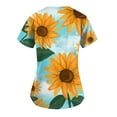 thumbnail image 3 of JULMCOMO Scrub Tops Women Clearance Fun Sunflower Print Short Sleeve Shirts Dressy V-Neck Nurse Uniforms Medical Workwear Tee with Pocket Turquoise L, 3 of 3