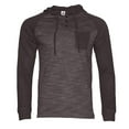 thumbnail image 2 of Men's Long Sleeve Shirt Two Tone Casual Drawstring Pullover 1/4 Button Hooded, Dark Grey Black, S, 2 of 7