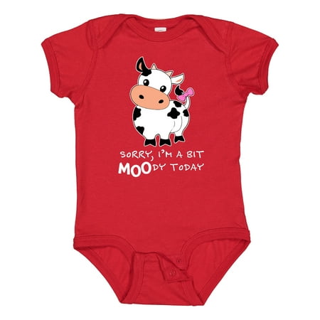 

Inktastic Sorry I m a Bit MOOdy Today Cute Cow Pun Gift Baby Boy or Baby Girl Bodysuit