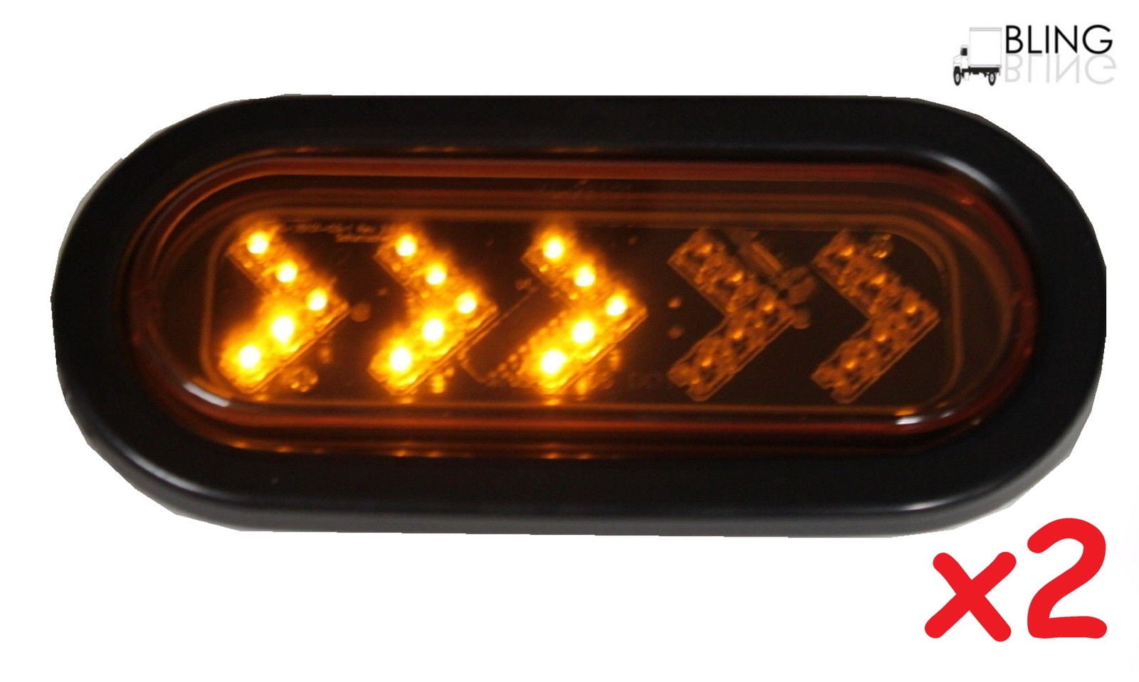 2 Amber Sequential Oval LED Light Sealed 6" Oblong Arrow Turn Signal