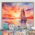 thumbnail image 2 of Designart "Sunset Palette Pastel Sailboat Silhouette II" Oversized Transportation Framed Wall Art - Modern Orange Boat Sailing Entryway Framed Wall Art, 2 of 7