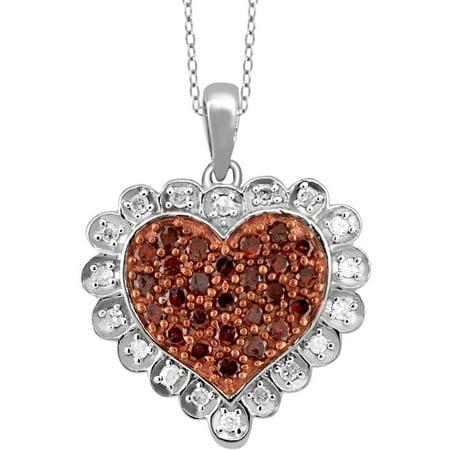 JewelersClub 1/2 Carat T.W. Red and White Diamond Sterling Silver Heart Pendant
