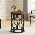 thumbnail image 2 of Fnova Round End Table, Industrial Small Side Table with Metal Hollow Frame for Living Room, Bedroom, Easy Assembly Nightstand, 2 of 12