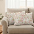 thumbnail image 2 of Pink Flowers Outdoor Pillow Covers, Waterproof Decorative Throw Pillowcases Set of 2, Country Botanical Floral Leaves Romantic Couch Cushion Cases with Zipper for Outside Patio Garden Sofa 20"x12", 2 of 9