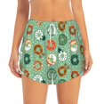 thumbnail image 3 of Uemuo Christmas Donuts Pattern Women's Athletic Shorts High Waisted Running Shorts with Liner Pockets Gym Elastic Workout Shorts-Large, 3 of 9