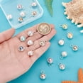20Pcs Shell Pearl Round Copper Wire Wrapped Pendants Silver Color ...