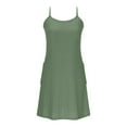 thumbnail image 4 of Women's Lightweight Spaghetti Strap Swing Dress Side Pockets Round Neck Solid Textured Dress Comfortable Lightweight Shirt for Daily Wear, 4 of 5