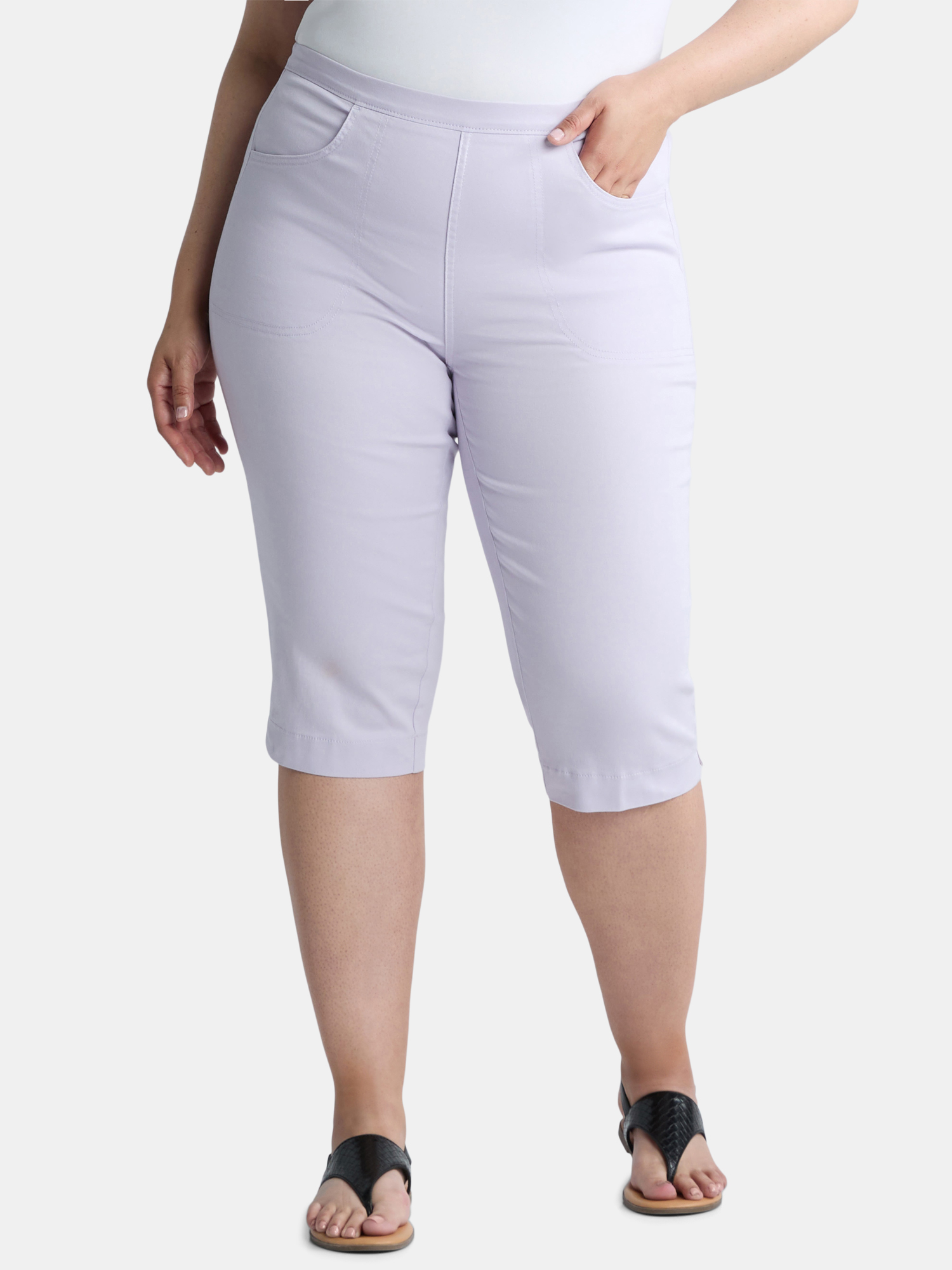 JMS Just My Size by Hanes Women's Plus Size Pull On 2 Pocket Stretch Capri, Sizes 0X-4X