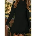 thumbnail image 2 of Womens Long Sleeve Sweater Dress Casual Ribbed Knit Pullover Tassel Fall Short Dresses, 2 of 4