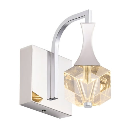 

Bestco 1 Light Wall Sconce with Crystal Shade LED Lighting Brushed Nickel Metal Frame
