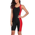 thumbnail image 5 of Women One Piece Printed Swimsuit Sports Racerback Athletic Training Swimwear Color Block, 5 of 6