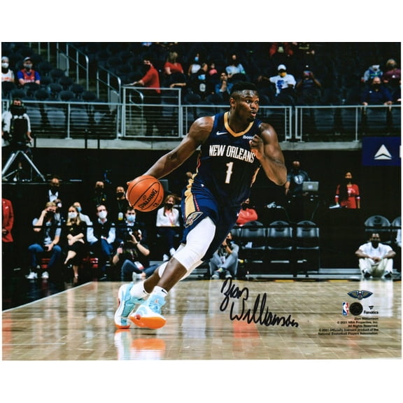 Zion Williamson New Orleans Pelicans Autographed 8" x 10" Dribbling In Navy Jersey Photograph - Fanatics Authentic Certified
