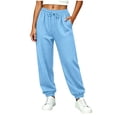 thumbnail image 5 of Teen Girls Waffle Knit Sweatpants High Waisted Lounge Pants with Pockets Drawstring Elastic Cuff Comfortable Loose Joggers for Casual Sleepwear, 5 of 8