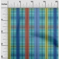 thumbnail image 1 of oneOone Cotton Flex Teal Blue Fabric Madras Check Dress Material Fabric Print Fabric By The Yard 40 Inches Wide, 1 of 1