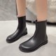 thumbnail image 2 of NECHOLOGY Botas Mujer Zapatos Botines mujer Moda mujer cuero artificial Color sólido otoño suela gruesa tacones cuadrados cremallera botines cortos zapatos de punta redonda (Black, 8.5), 2 of 7