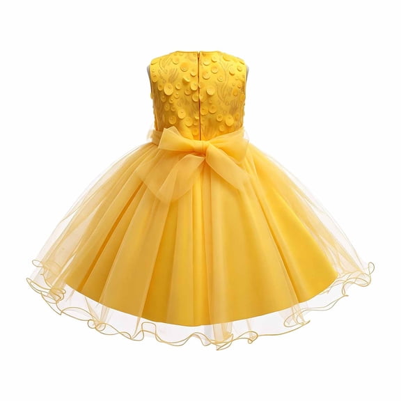 JAJAHO Girls Sparkly Sequins Dresses Flower Girl Dress Beaded Appliques Sleeveless Tutu Midi Ball Gown For Wedding Birthday Party 2-10Y