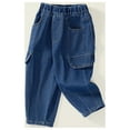 thumbnail image 5 of IROINNID Children's Jogger Stretch Pants Elastic Waist Harem Soild Pockets Denim Summer Spring 3T, 5 of 9