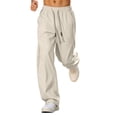 thumbnail image 5 of Hurxie Mens Baggy Sweatpants Casual Pants Elastic Drawstring Waist with Pockets Loose Fit Wide Leg Joggers Khaki,5XL, 5 of 7