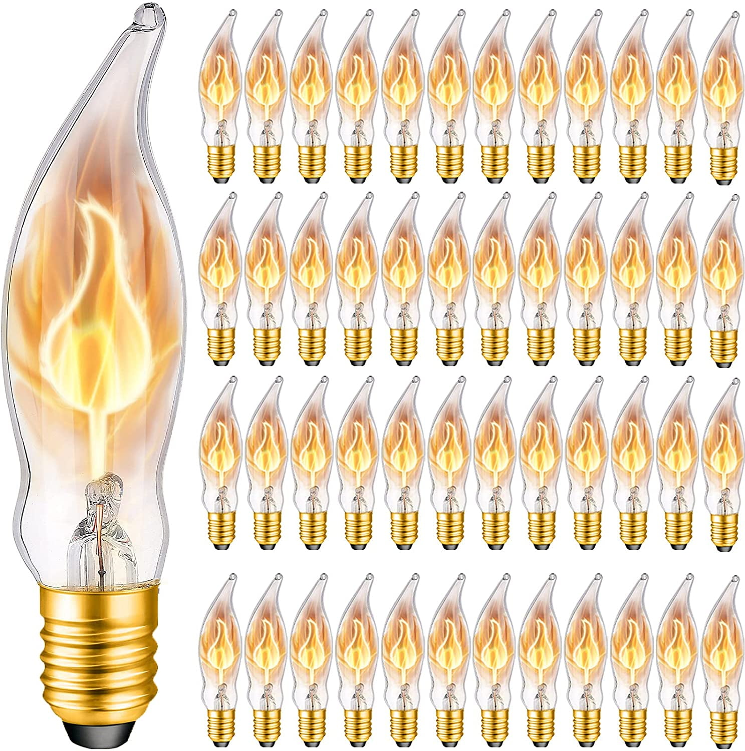 xDecorative Petite Chandelier Flicker Flame Light Bulb Candelabra Base E12 Clear 