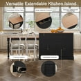 thumbnail image 6 of CBJCBJ Modern Extendable Kitchen Islands on Wheels with Power Outlet, Dining Table Cart with 4 Doors Storage, Black, 6 of 8