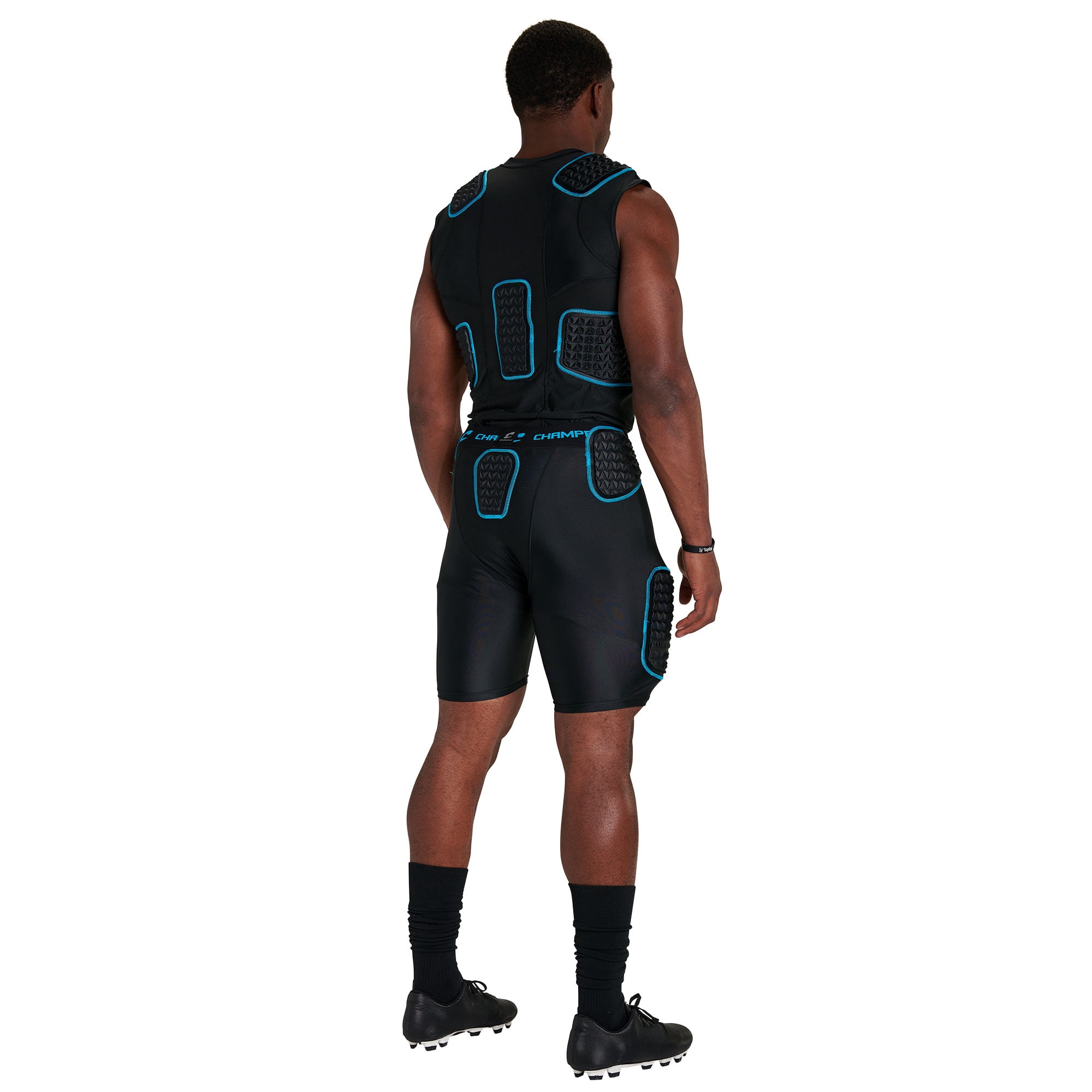 Champro Bull Rush 5-Pad Girdle, Adult, 2X-Large, Black, Optic Blue
