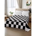 thumbnail image 2 of Simple Black White Checkered Twim Size Flat Sheet, Wrinkleproof & Fadeproof Cooling Flat Bed Sheet Only, Lattice Buffalo Plaid Breathable Soft Bedding Top Sheets 66 x 96 Inches, 2 of 8