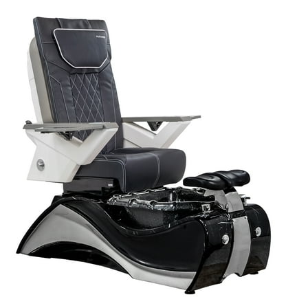 FIOR Shiatsulogic Pedicure Chair FX Black with Marble Trim Pedicure Tub w/ Discharge Pump & Pipe-Less Magnetic Jet Pedicure Spa, Chocolate Cover Set