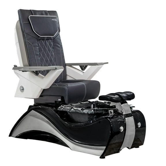 FIOR Shiatsulogic Pedicure Chair FX Black with Marble Trim Pedicure Tub w/ Discharge Pump & Pipe-Less Magnetic Jet Pedicure Spa, Chocolate Cover Set