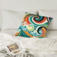 thumbnail image 6 of LNWH Decorative Pillow Covers, Whimsical Colorful Waves Square Sofa Decorative Knit Pillow Case, 24"x24", 6 of 8