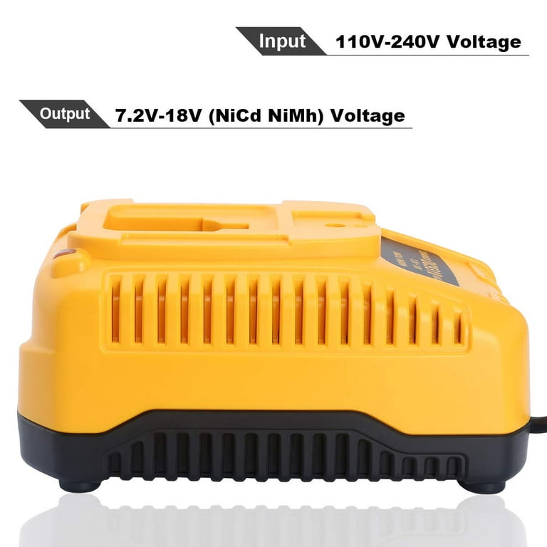18V XRP Battery Charger Compatible for DEWALT 7.2V-18V NiCd NiMh Battery DC9096  DC9098 DC9099 DC9091 DC9071 DE9057 DW9096 DW9094 DW9072 (Yellow) 