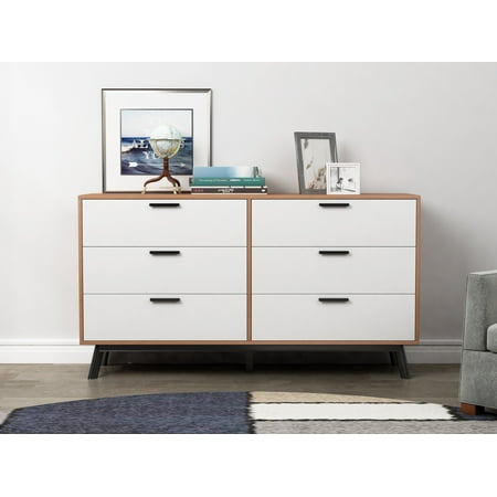 Mainstays Mid Century Modern 6 Drawer Dresser In Multiple Finish