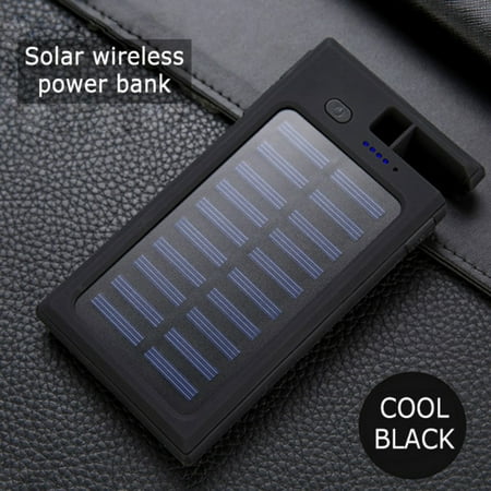 20000mAh Wireless Solar Power Bank 2 USB LED Portable Waterproof Battery Charger with Phone