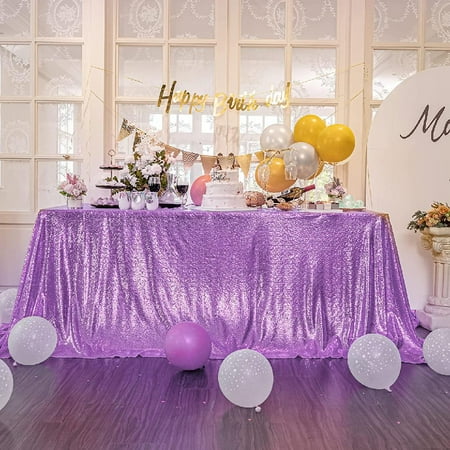 

Light Purple Sequin Tablecloth Glitter Sparkly Iridescent Shimmer for 50 X 50 Square Table Cloth Decorations for Birthday Party Halloween Decor Supplies Event Wedding Table Covers