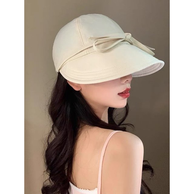 LinYooLi Bowtie Beige Fisherman Hat For Women, Thin Summer Quick Drying Sun Shading And Sun Protection Hat, Korean Version Versatile, Face Enhancing Small Hat Trend