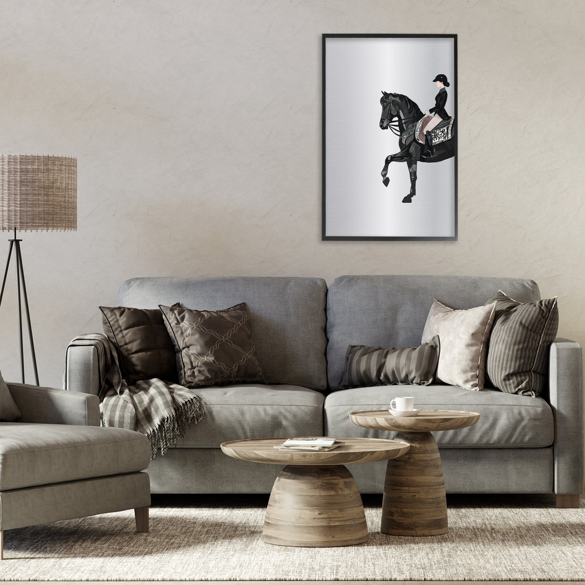 Stupell Industries Silver Rider Jockey Animals & Insects Painting Black Framed Art Print Wall Art, 20 x 30