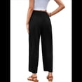 thumbnail image 3 of Pantalones Anchos y Holgados para Mujer, Estilo Palazzo, Informales, con Cintura Elástica y Bolsillos, Color Negro, Talla XL, 3 of 7